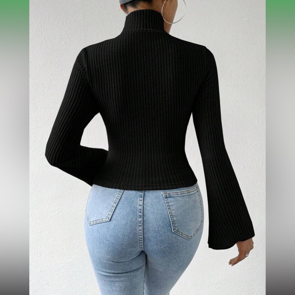 Chic Red Ribbed Knit Top - Picture 9 of 12
